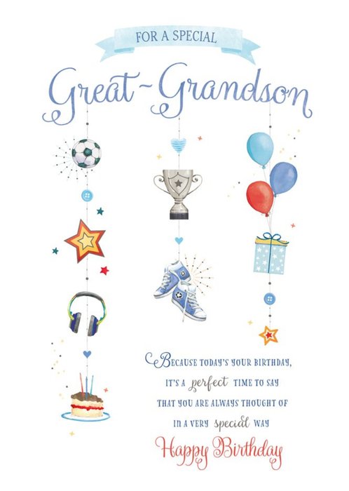 Illustrated Sentimental Verse Great Grandson Birthday Card