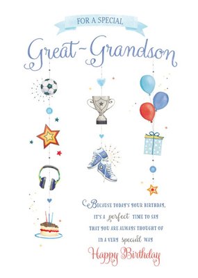 Illustrated Sentimental Verse Great Grandson Birthday Card