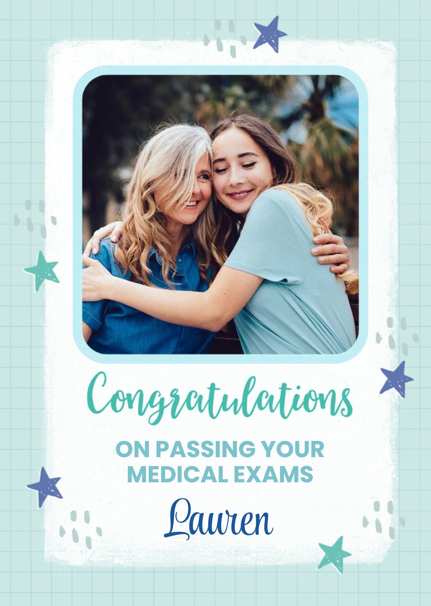 Moonpig Photo Frame With Stars On A Blue Grid Background Exam Results Photo Upload Congratulations C