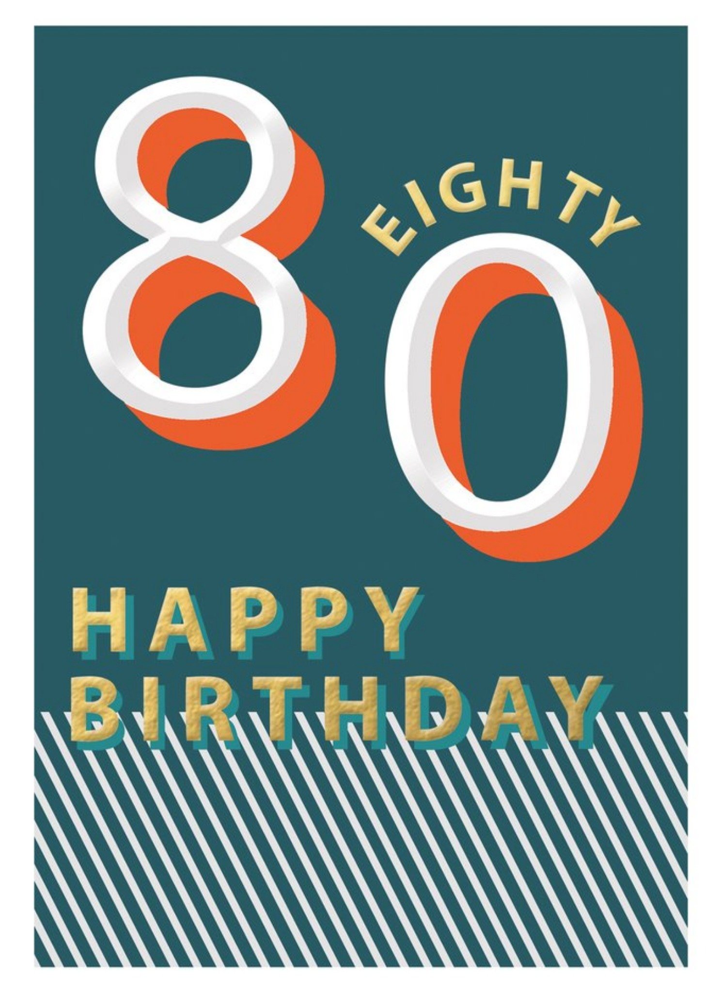 Moonpig 80 Happy Birthday Block Colour Card