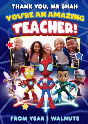 Spidey And His Amazing Friends Photo Upload Thank You Teacher Card
