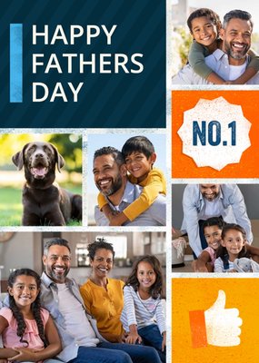 Photo Collage With A Thumbs Up Emoji Father's Day Photo Upload Card