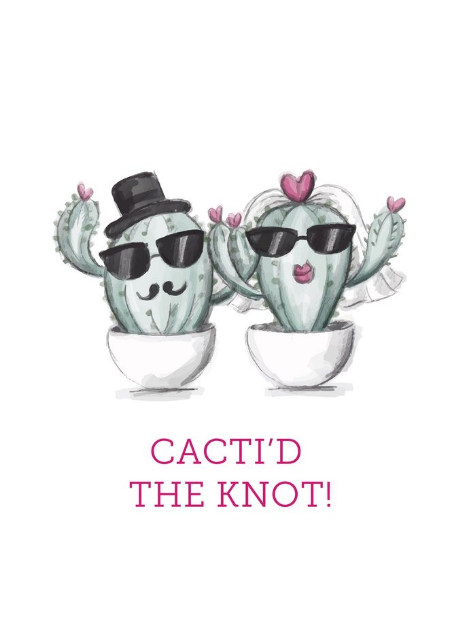 Moonpig Double Pea Design Cacti Pun Wedding Card