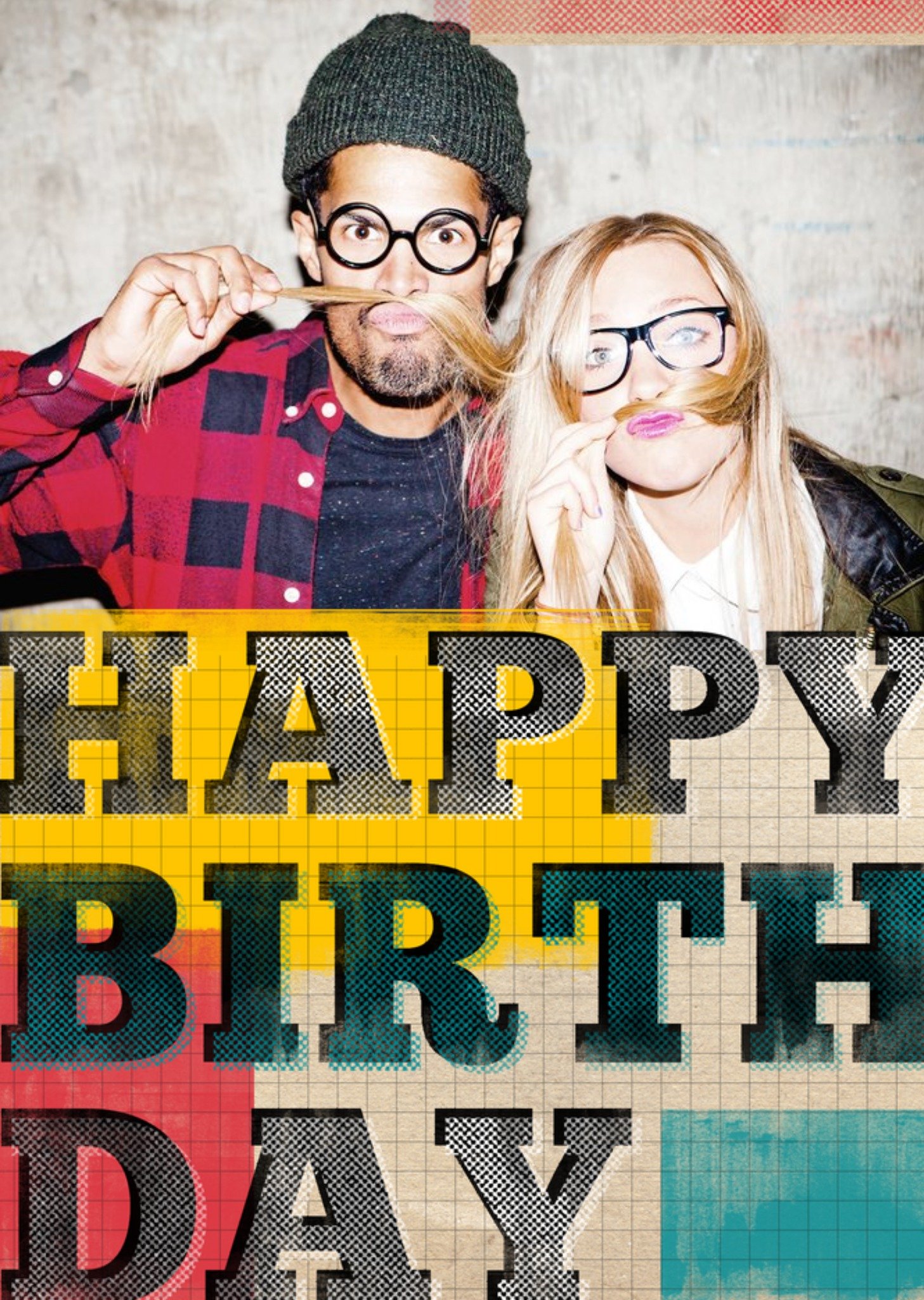 Moonpig Multi Coloured Overlay Personalised Photo Upload Happy Birthday Card