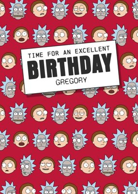 Rick And Morty Patterned Excellent Birthday Card From Adult Swim