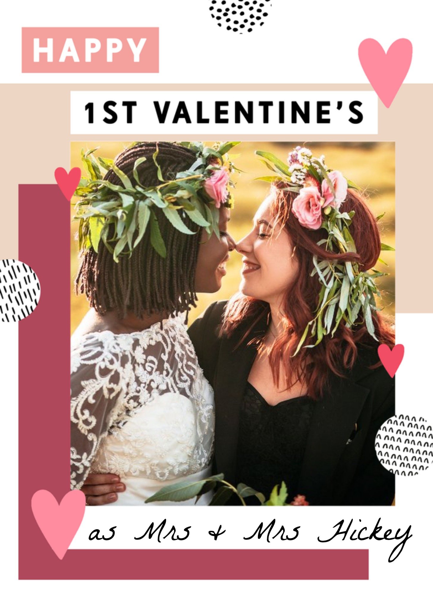 Moonpig Happy 1st Valentine's Mrs & Mrs Photo Upload Card