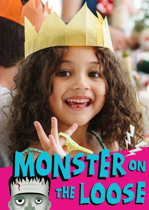 Little Monsters Frankenstein Photo Upload Birthday Card