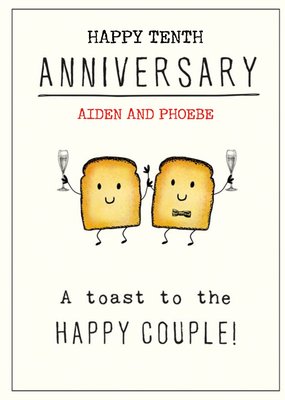 Cute Illustrative Champagne Toast Anniversary Pun Card