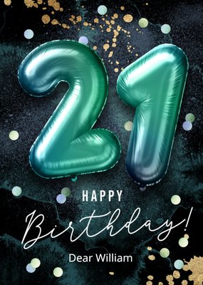 Happy Birthday Green Balloons 21st Birthday Card