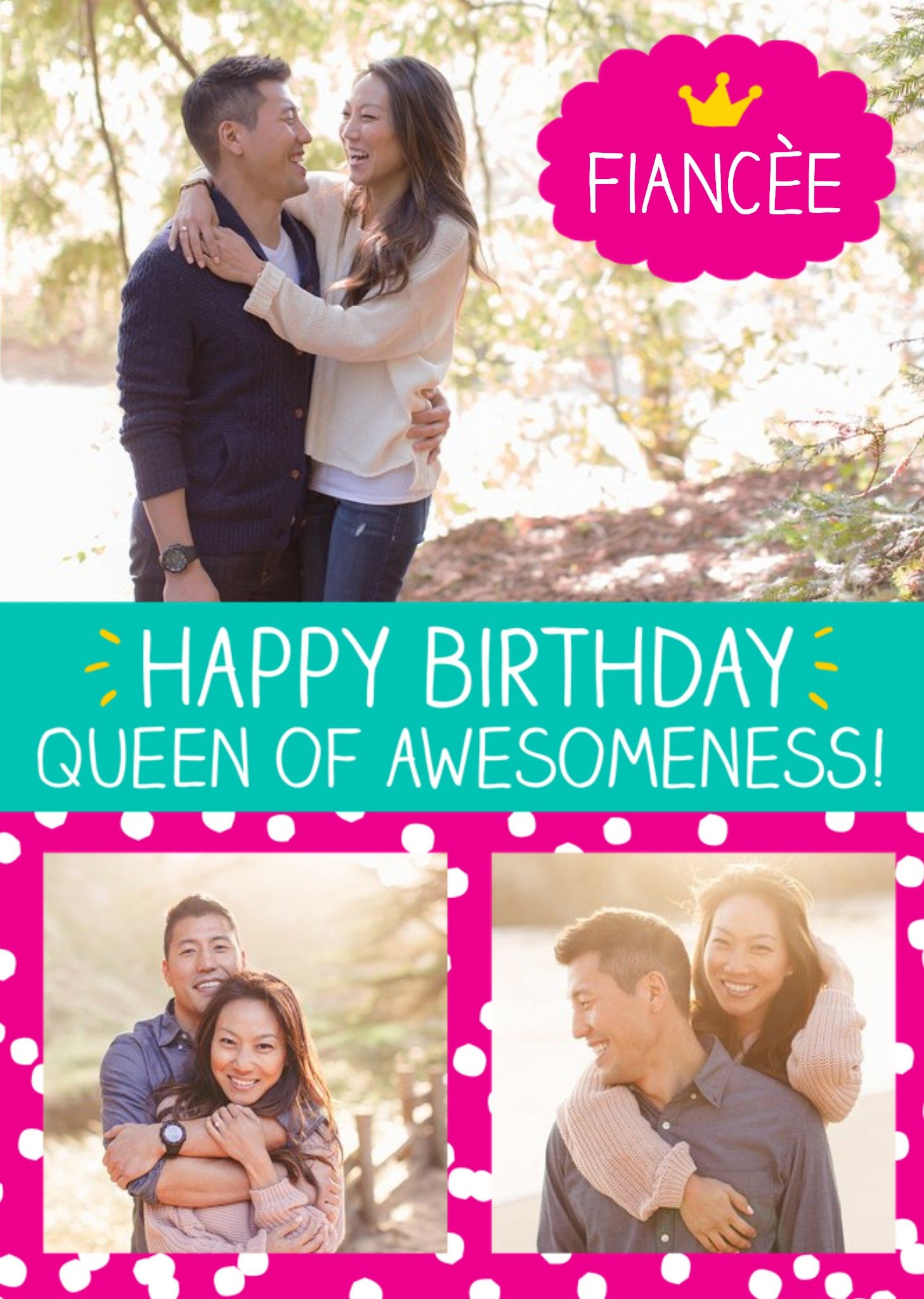 Happy Jackson FiancÃ©e Queen Of Awesomeness Personalised Photo Upload Birthday Card