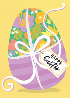 Floral Wrapped Egg Happy Easter Card