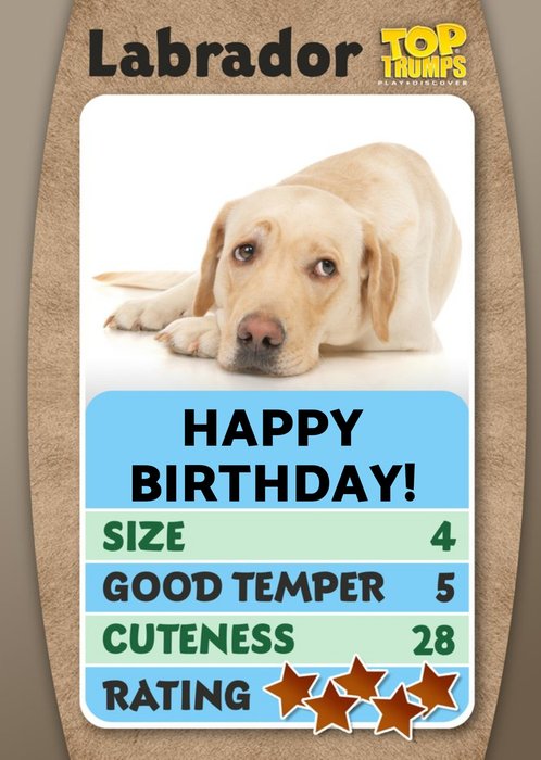 Top Trumps Labrador Happy Birthday Card