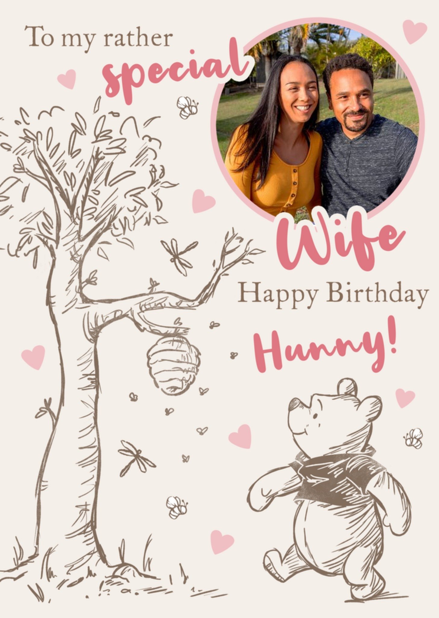 Disney Winnie The Pooh Special Wife Photo Upload Birthday Card