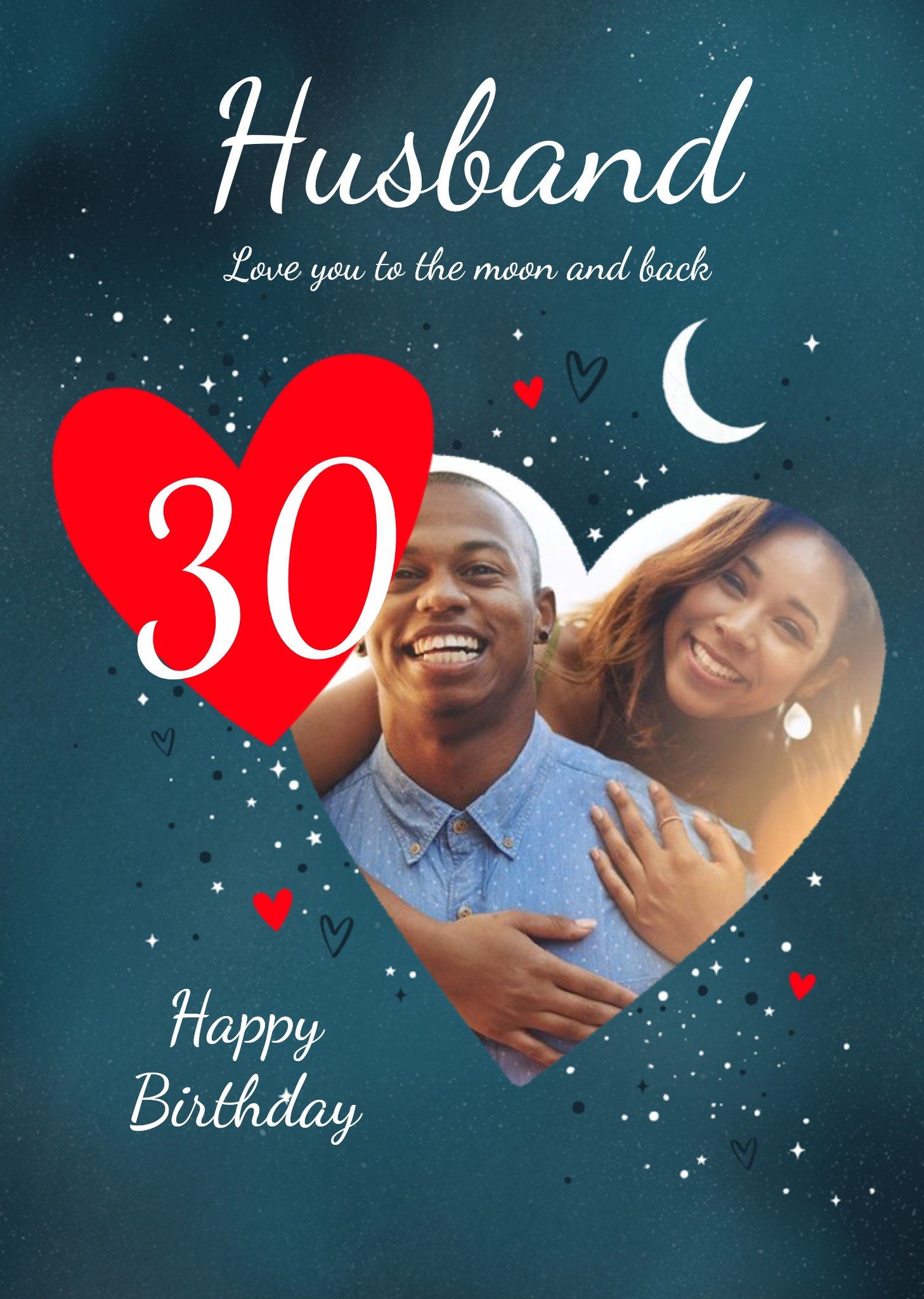 Moonpig Illustrated Heart And Stars Photo Upload Adult Card