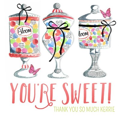 You're Sweet Candy Shop Personalised Thank You Card