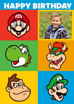 Super Mario Happy Birthday Photo Upload Card