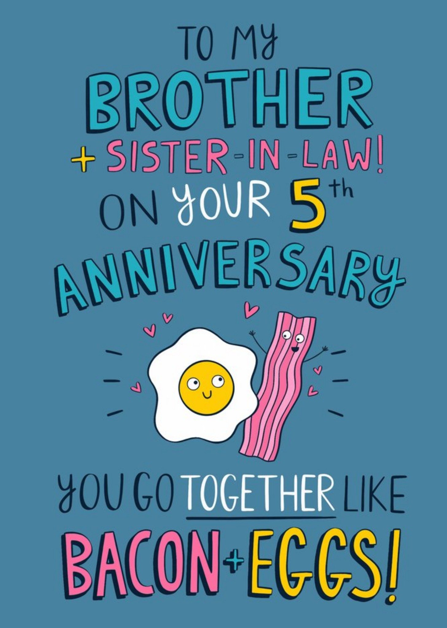 Moonpig Cute Bacon & Eggs 5th Anniversary Card