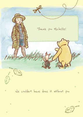 Classic Winnie The Pooh We Couldn't Have Done It Without You Personalised Thank You Card