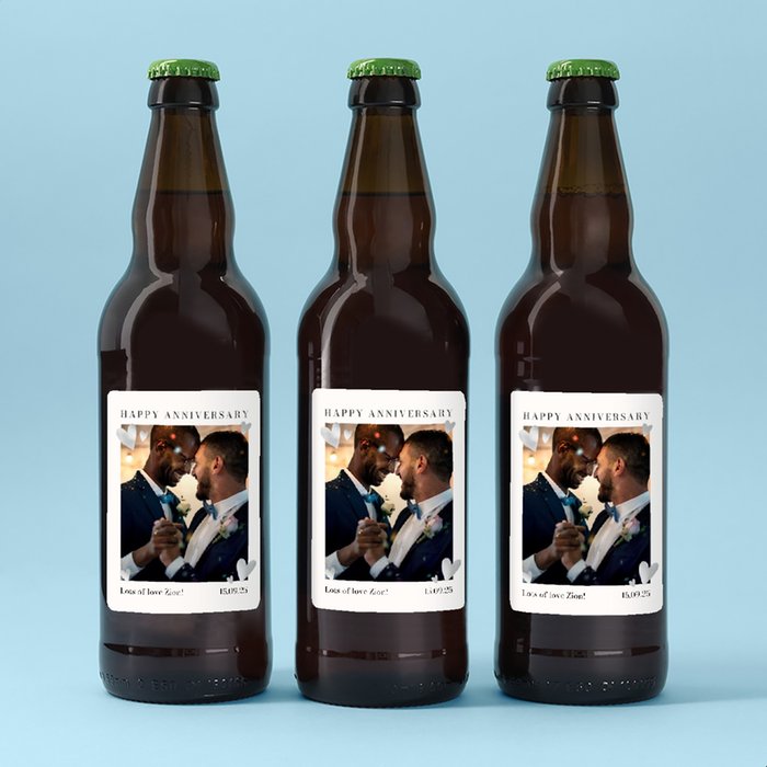 Personalised Happy Anniversary Beer Trio 3x500ml