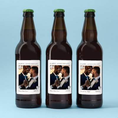 Personalised Happy Anniversary Beer Trio 3x500ml