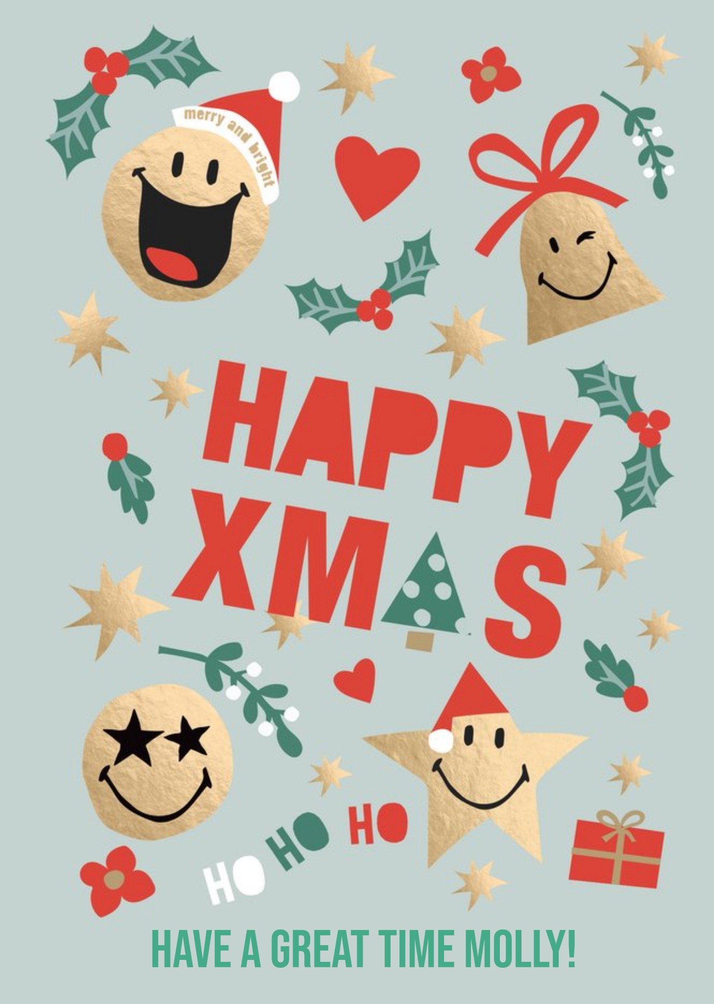 Moonpig Smiley World Happy Xams Ho Ho Ho Christmas Card