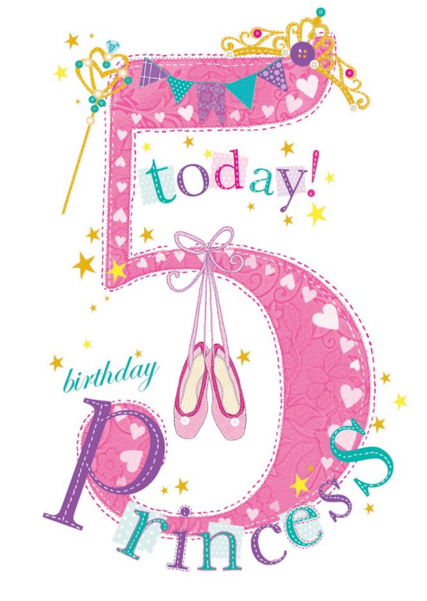 Moonpig 5 Today Princess Ballet Shoes Birthday Card