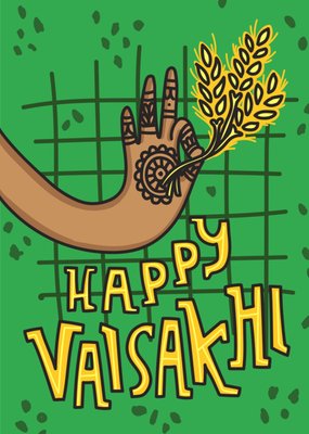 The Playful Indian Illustrated Henna Hand Happy Vaisakhi Card