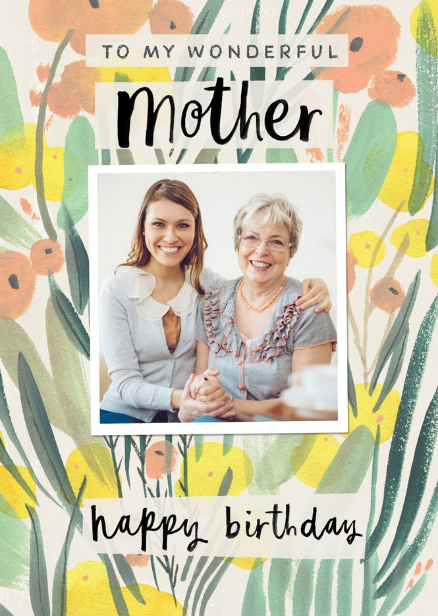 Moonpig Painterly Floral Photo Upload Mother Birthday Card