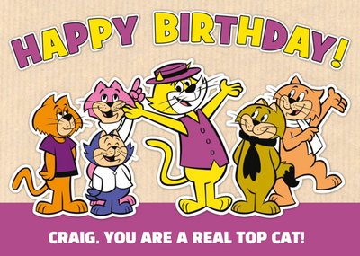 Top Cat And Friends Horizontal Personalised Happy Birthday Card