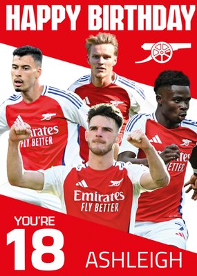 Youre 18 Arsenal Players Illustrated Happy Birthday Card