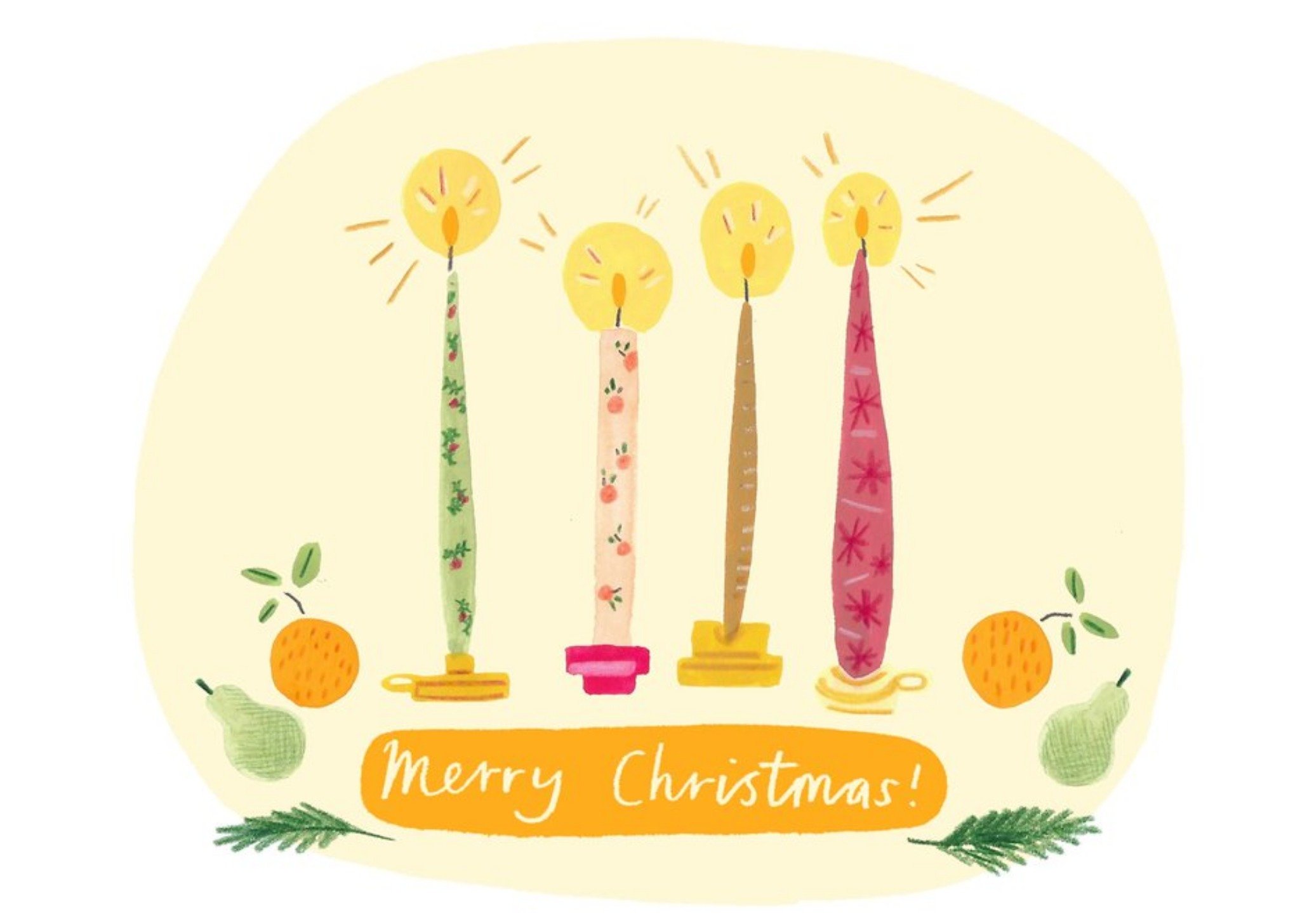 Moonpig Merry Christmas Candles And Fruit Card