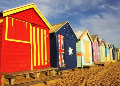 Beach Huts Personalised Greetings Card