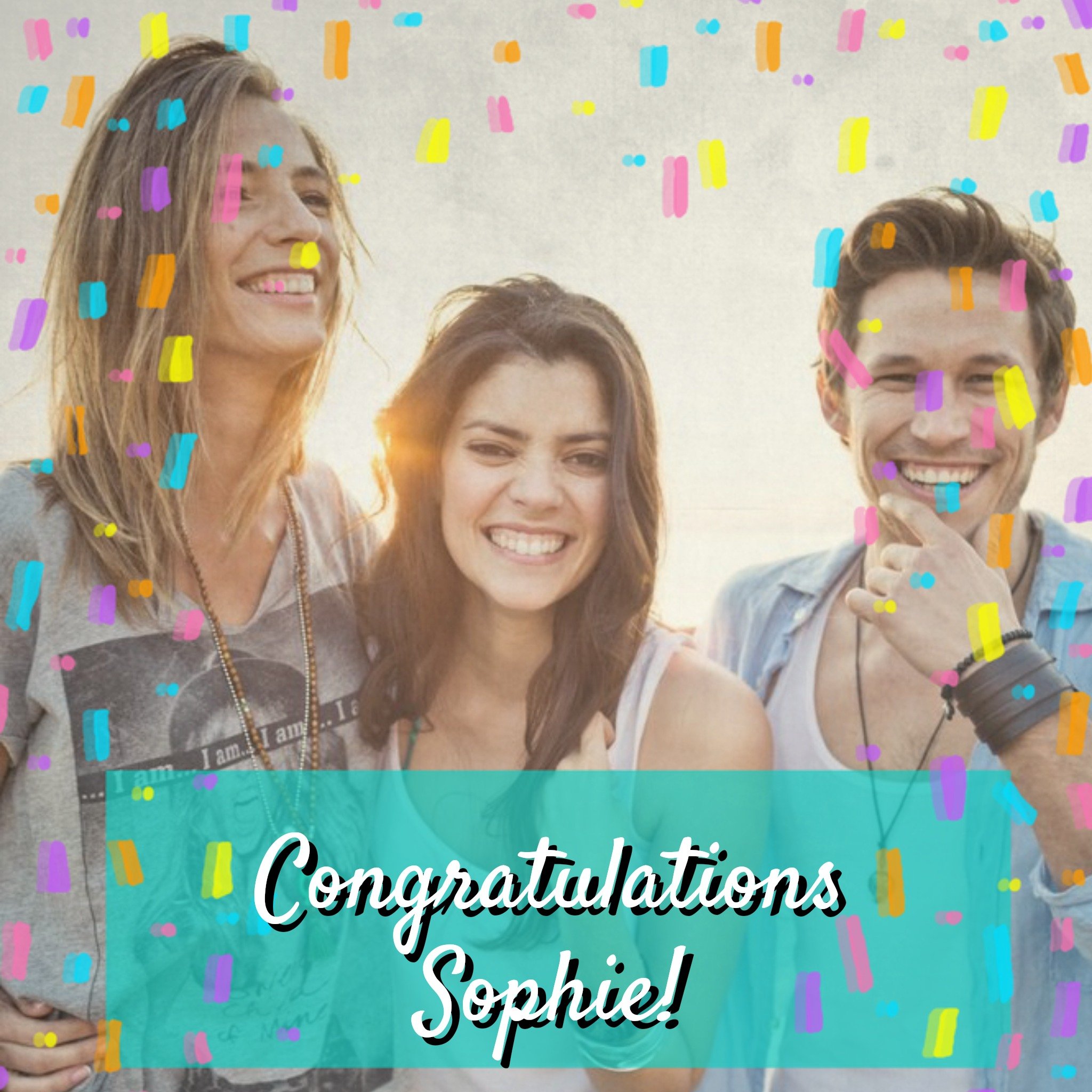 Moonpig Congratulations Confetti Overlay Personalised Photo Upload Card