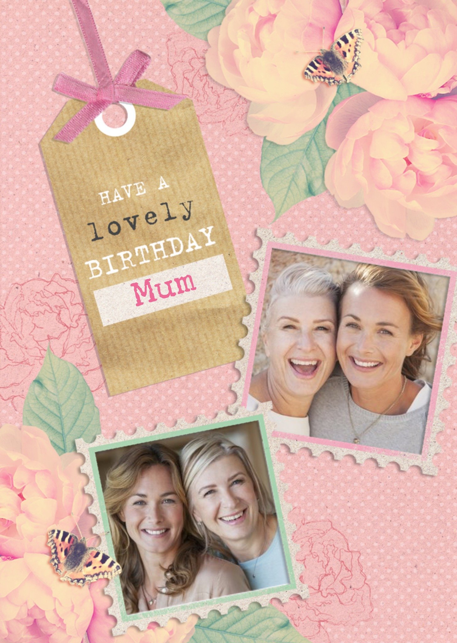 Moonpig Bright Pink Roses Happy Birthday Mum Card