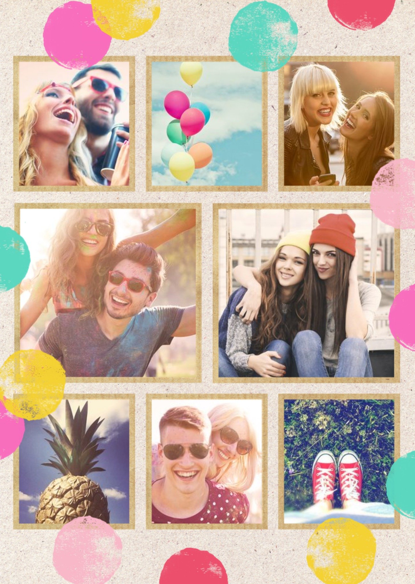 Moonpig Colourful Spots Personalised Multi-Photo Happy Birthday Card