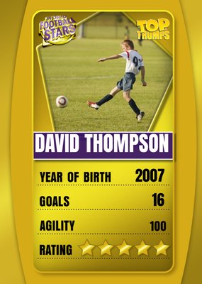 Top Trumps World Football Stars Fact Photo Upload Birthday Card