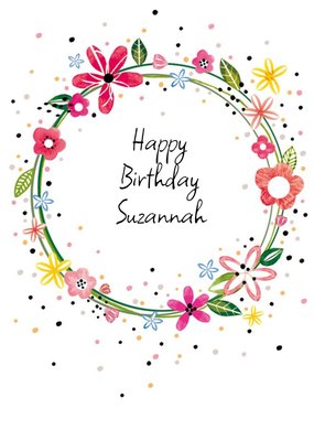 Floral Wreath Personalised Birthday Card