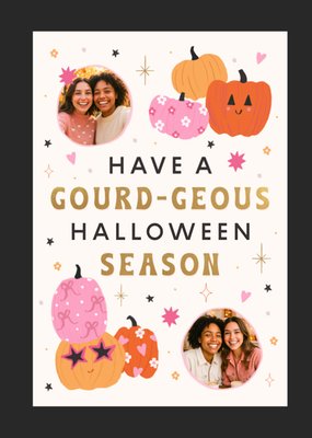 Pumpkin Pun Gourdgeous Photo Upload Card
