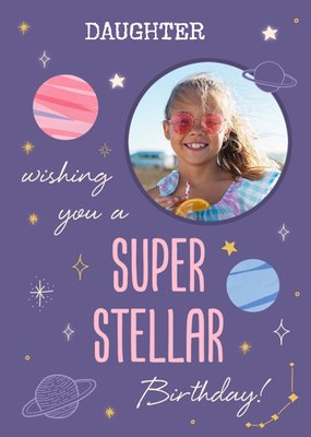 Moonchild Planets Universe Loving Photo Upload Birthday Card