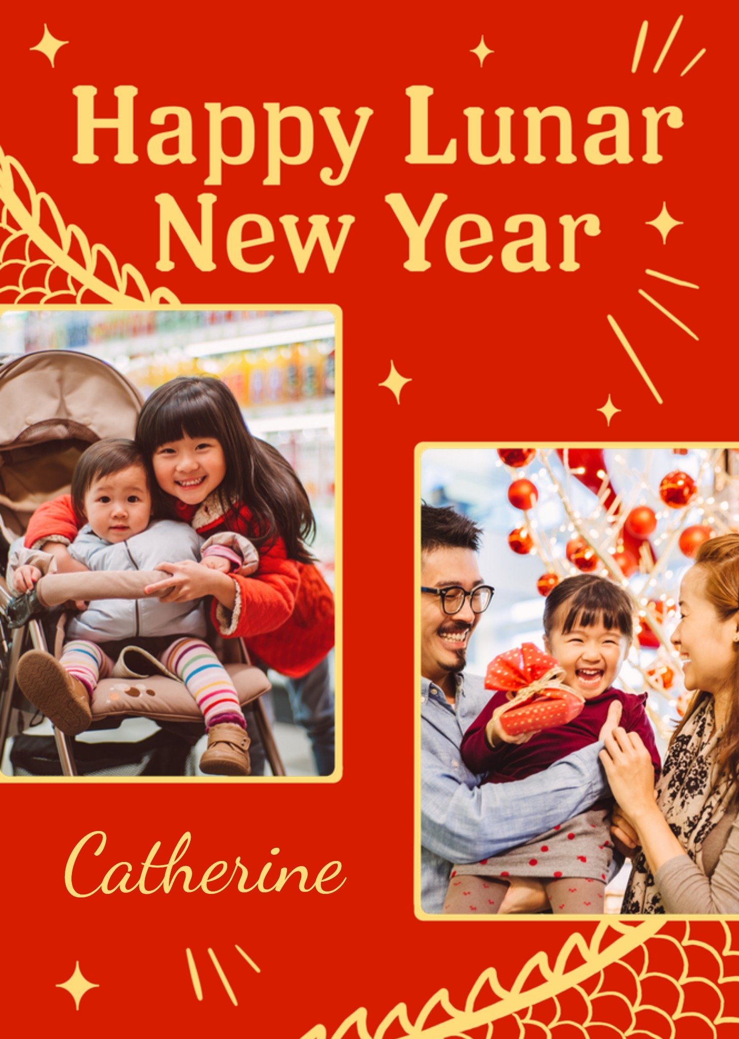 Moonpig Traditional Dragon Happy Lunar New Year Photo Upload Card