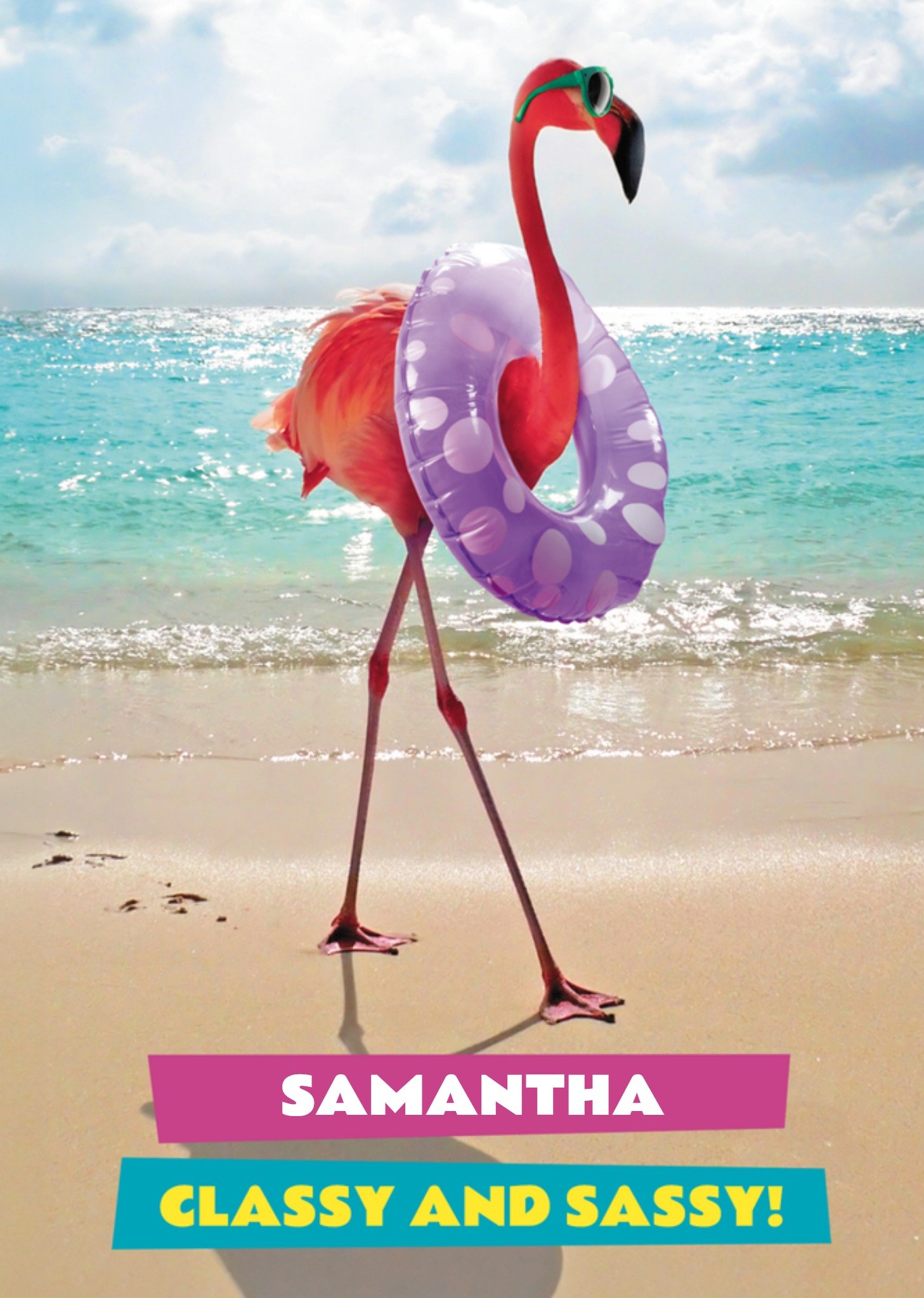Moonpig Avanti Classy And Sassy Funny Beach Flamingo Birthday Card