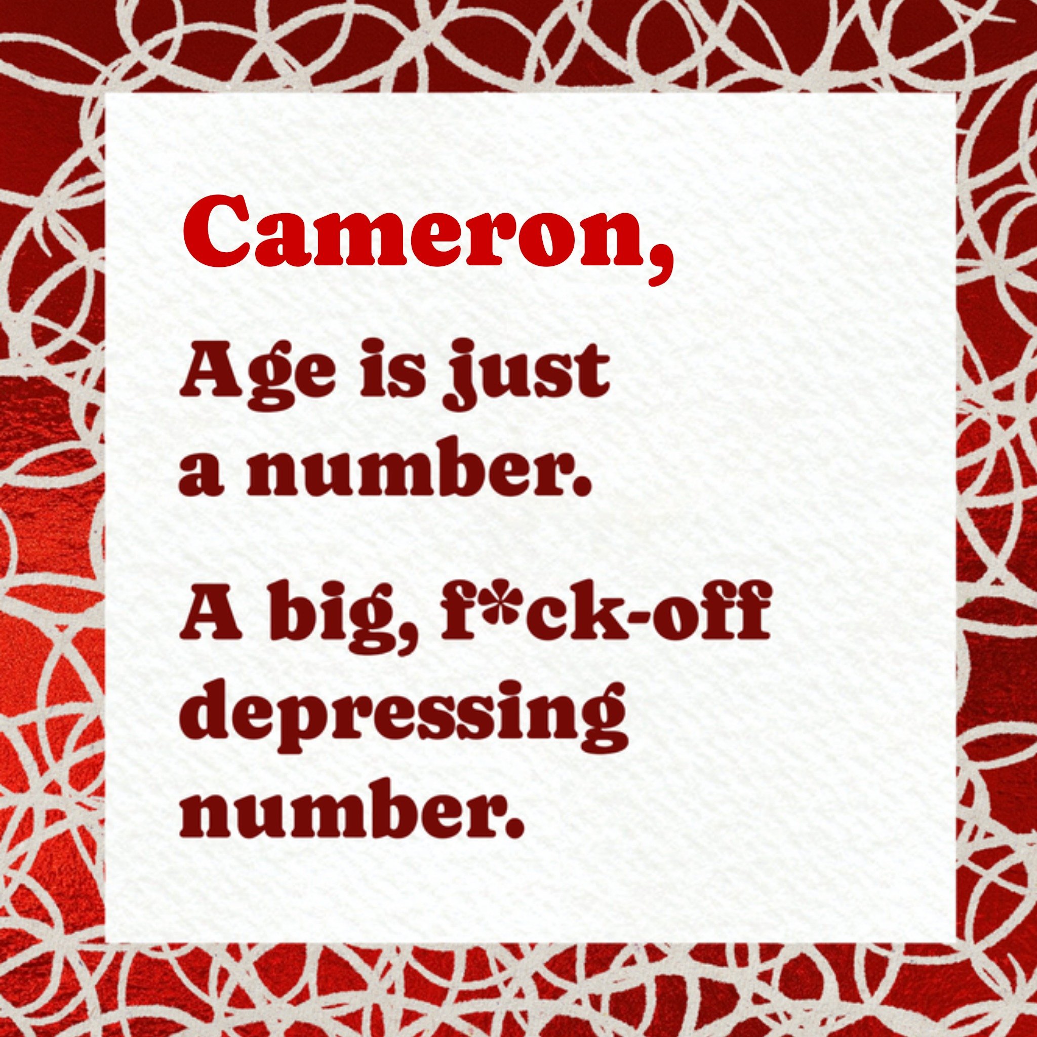 Moonpig Rude Humorous Typographic Age Is Just A Number Birthday Card