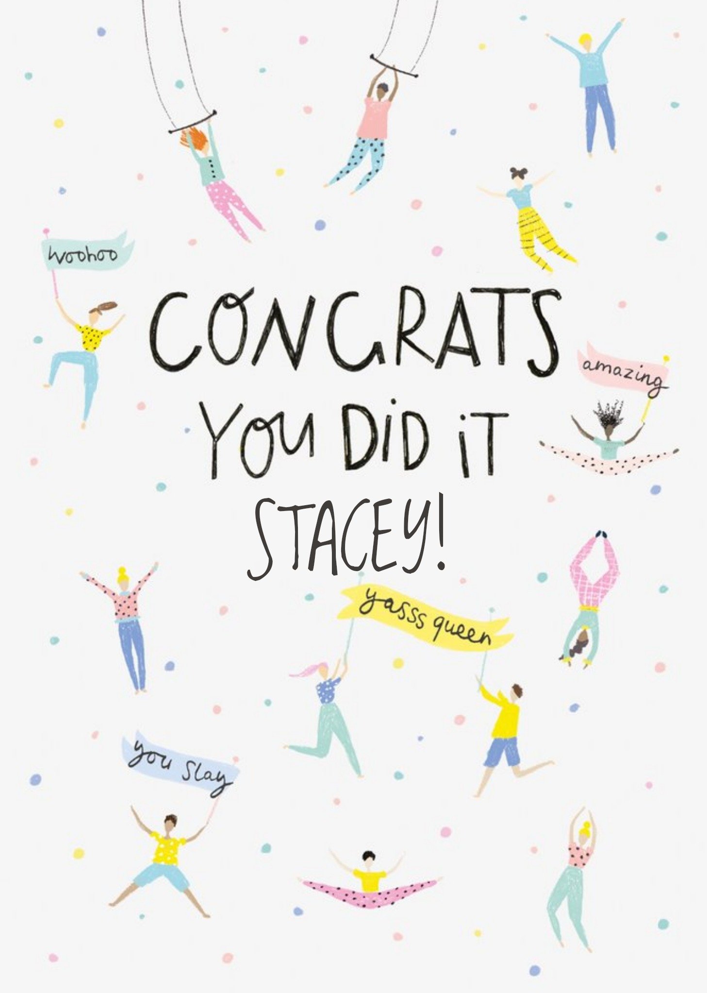 Moonpig Illustration Of Different Gynasts Congrats You Did It Card