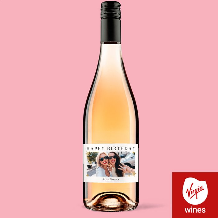 Personalised Photo Happy Birthday Rose Wine 75cl