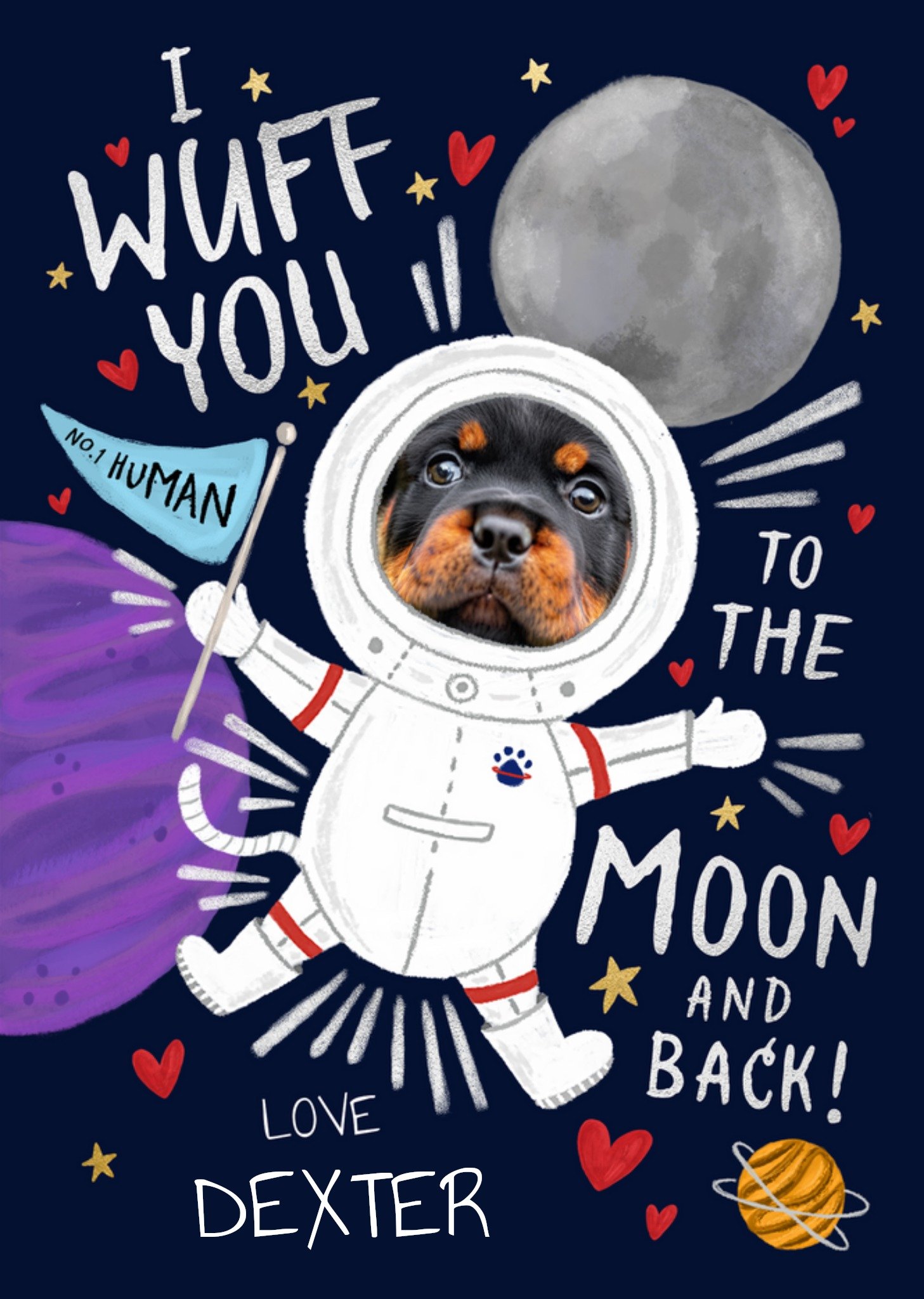 Moonpig I Wuff You To The Moon And Back Photo Upload From The Dog Card, Large