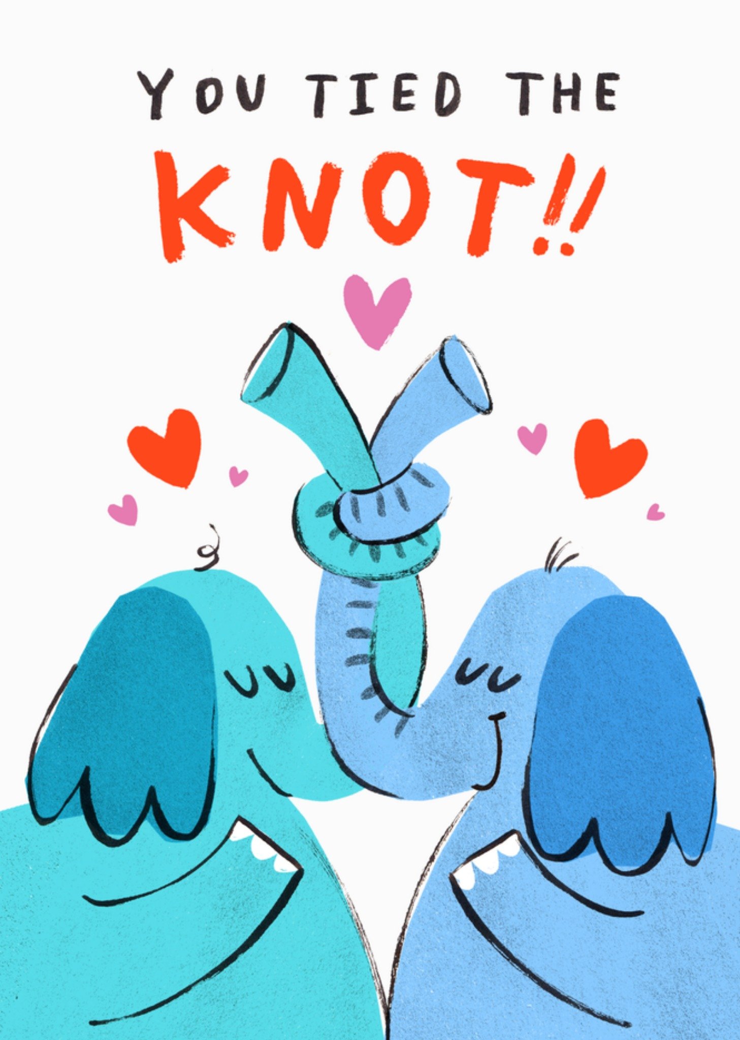 Moonpig Cute Illustrated Elephants Tied The Knot Wedding Card