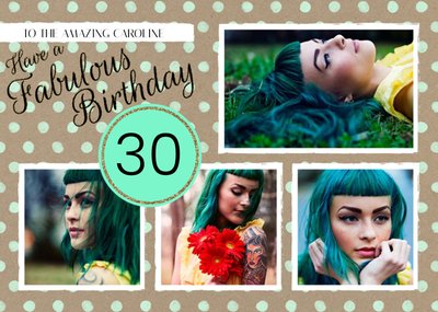 Polka Dot Have A Fabulous 30Th Birthday Multi-Photo Horizontal Card