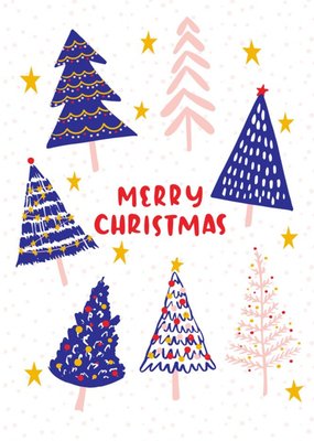 Modern Illustrated Christmas Tree Merry Christmas Card