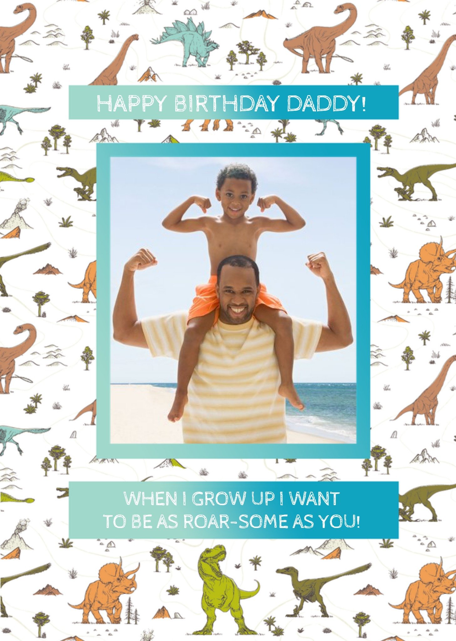 The Natural History Museum Daddy Birthday Card - Dinosaur Birthday Photo Upload Card