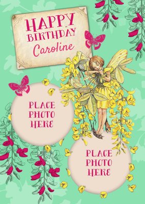 Flower Fairy With Butterflies Personalised Photo Upload Happy Birthday Card